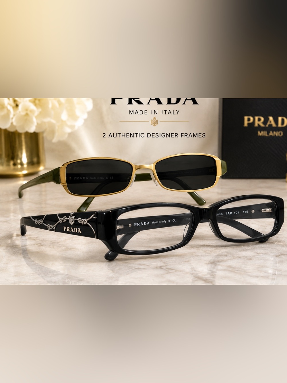 ✨🖤 Authentic Prada Y2K Eyeglass Frame Bundle 👓👓 2 Pair Set 🇮🇹💎